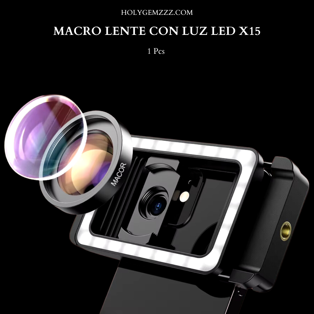Macro Lente con LED x15 - Convierte tu Móvil en una Cámara Pro