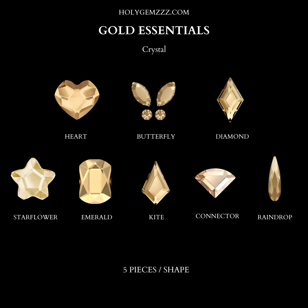 Essentials Gold – Gemas Dentales en Formas Doradas (55 Pcs)
