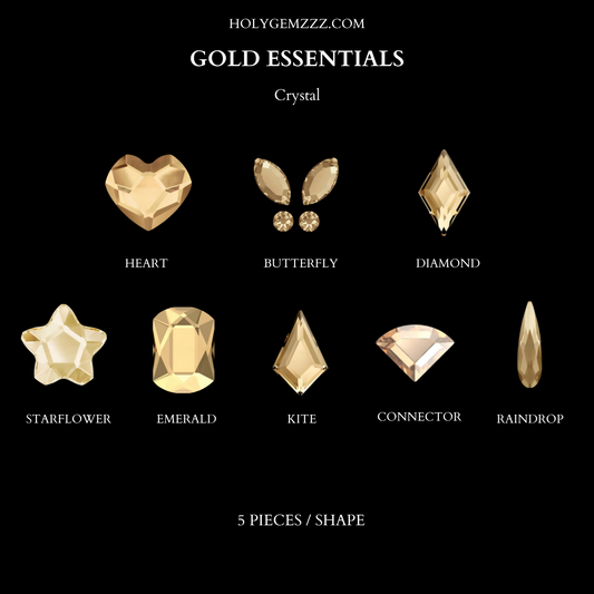Essentials Gold – Gemas Dentales en Formas Doradas (55 Pcs)