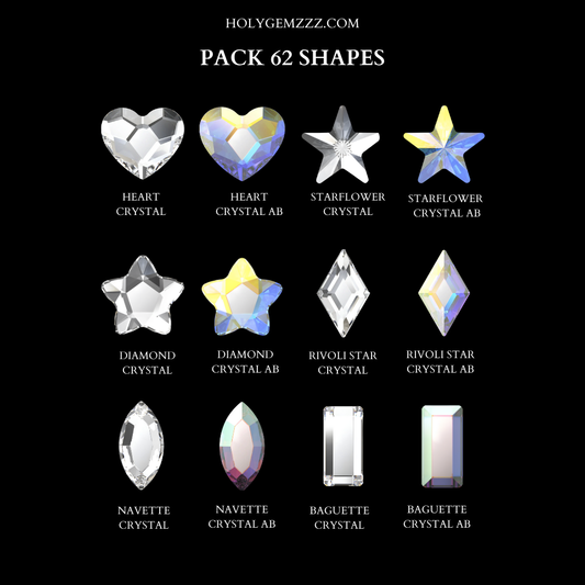 Essentials Crystal & Crystal AB – Formas Variadas (62 gemas dentales originales)