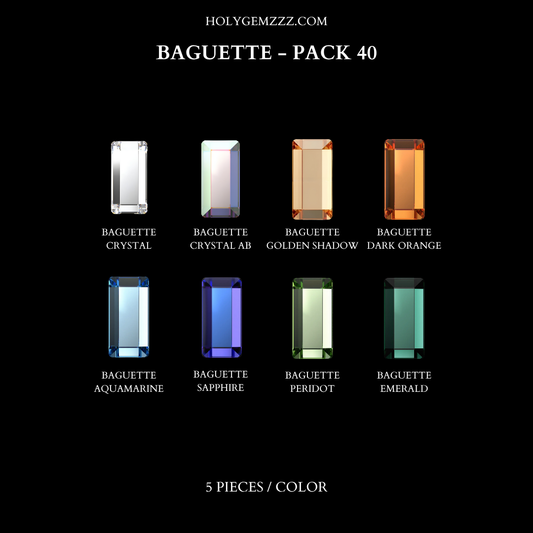 Baguette Collection - Pack of 40 Tooth Gems