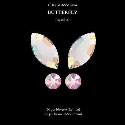 Pack 10 Butterflies - Swarovski & Preciosa